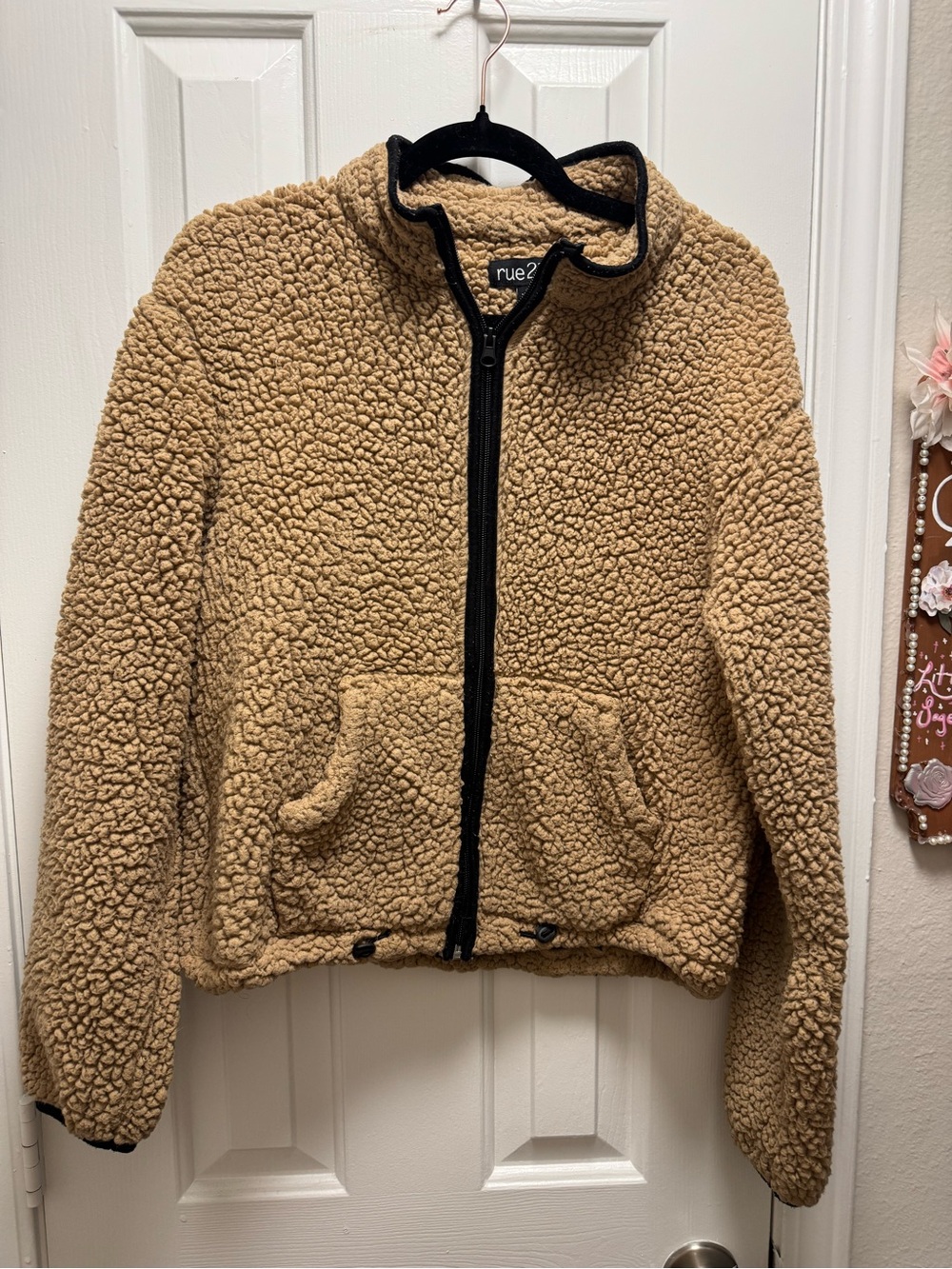 Rue21 Camel Sherpa Jacket with Black Trim